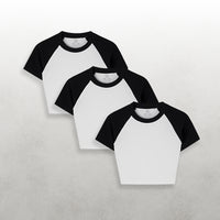 HBCU Leisure 3 Pack Baby Rib Raglan Crop Tops