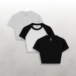 HBCU Leisure 3 Pack Baby Rib Raglan Crop Tops